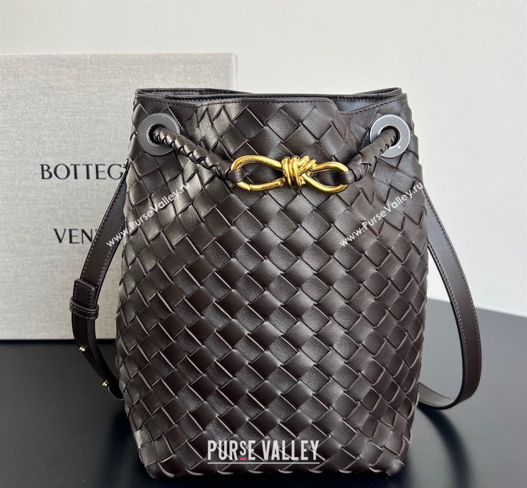 Bottega Veneta Andiamo Small Bucket Bag in Intrecciato Leather Fondant Brown 2026 855759 (WT-260401062)