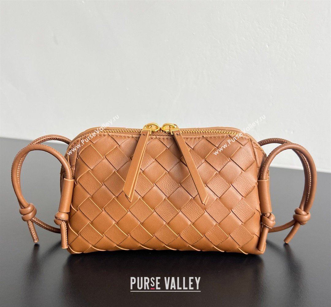 Bottega Veneta Intrecciato Leather Concert Pouch Mini bag Amber Brown 2026 794258 (WT-260401001)