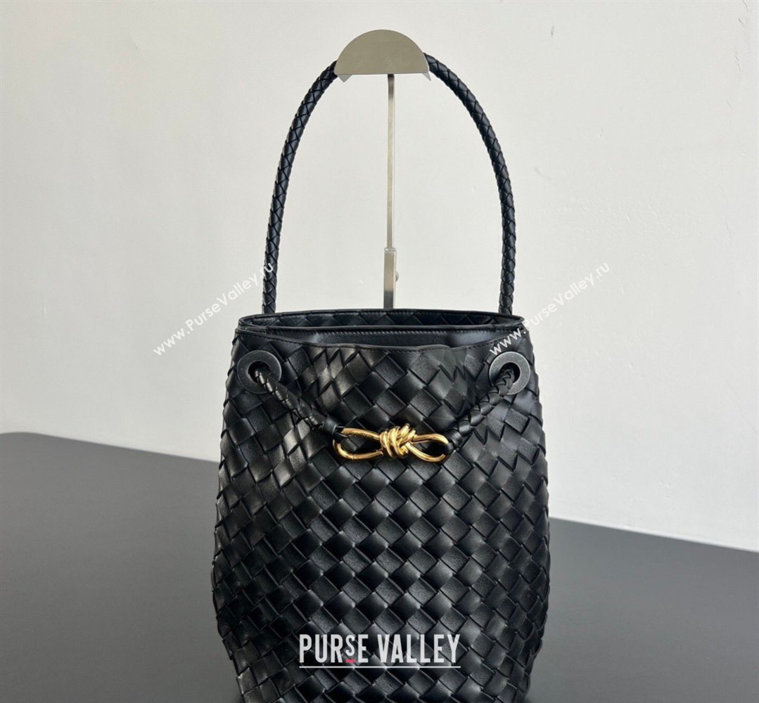 Bottega Veneta Andiamo Small Bucket Bag in Intrecciato Leather Black 2026 855759 (WT-260401063)