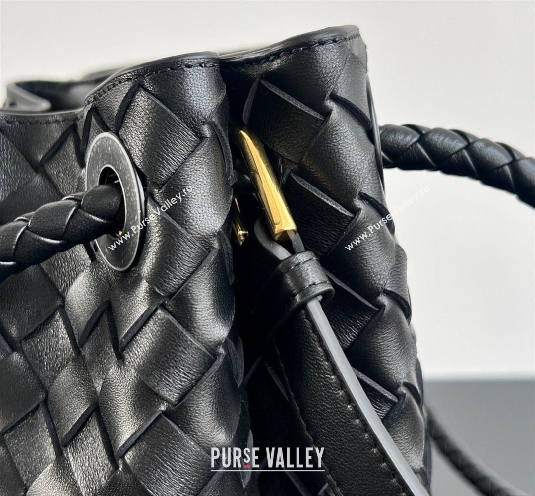 Bottega Veneta Andiamo Small Bucket Bag in Intrecciato Leather Black 2026 855759 (WT-260401063)