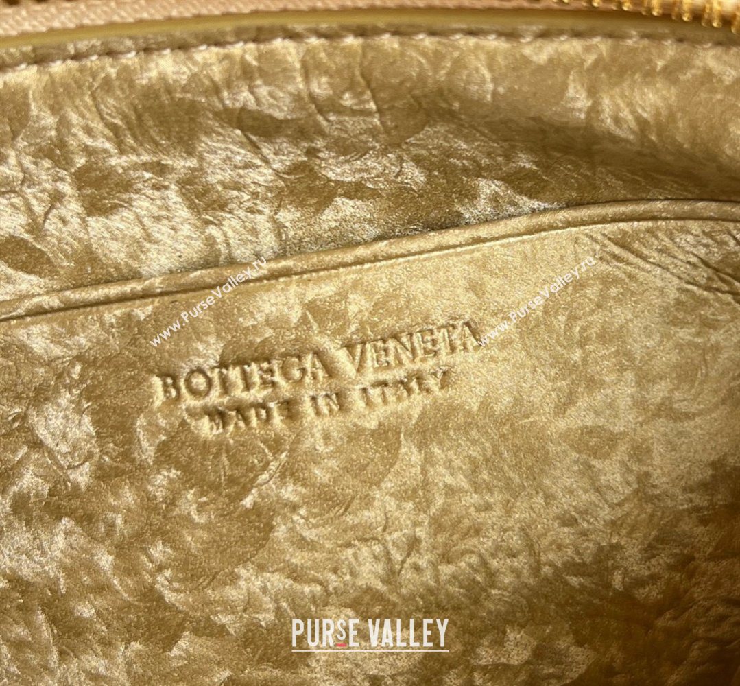 Bottega Veneta Intrecciato Lamina Satin Leather Beauty Pouch Gold 2026 764044 (WT-260401040)