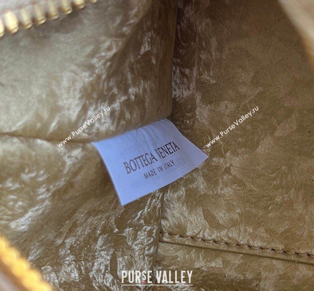 Bottega Veneta Small Loop Cross-Body Bag in Intrecciato Lamina Satin Leather Gold 2026 796615 (WT-260401042)