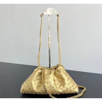 Bottega Veneta Dustbag Notte Bag in Intrecciato Lamina Satin Leather Gold 2026 839394 (WT-260401046)