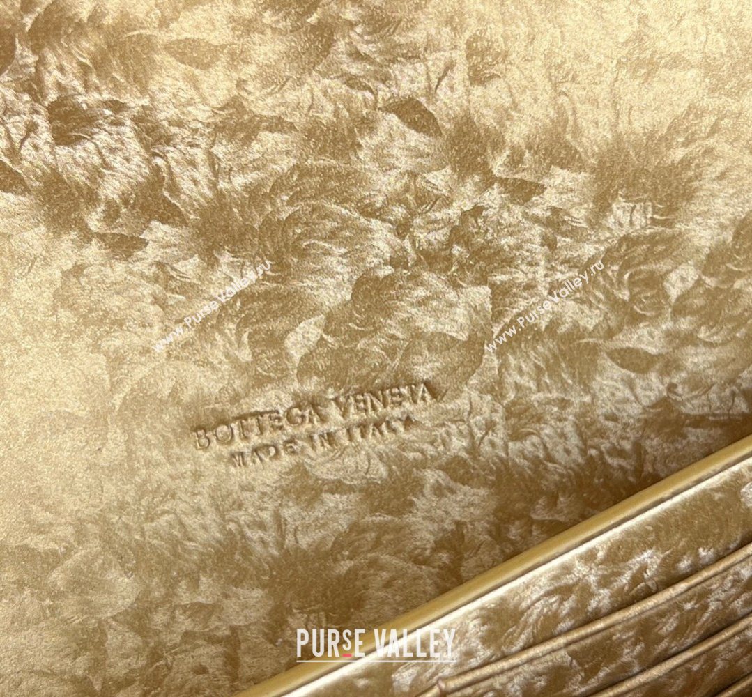 Bottega Veneta Long Clutch Bag Andiamo in Intrecciato Lamina Satin Leather Gold 2026 741511 (WT-260401048)