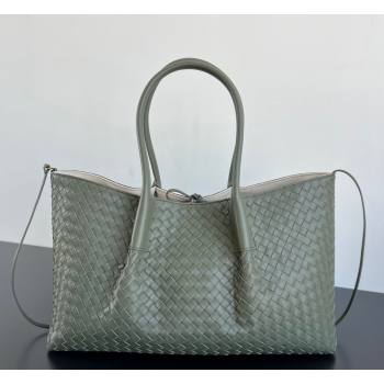 Bottega Veneta Medium Pinacoteca Tote Bag in Intrecciato Leather Pickle Green/Sea Salt 2026 817166 (WT-260401069)