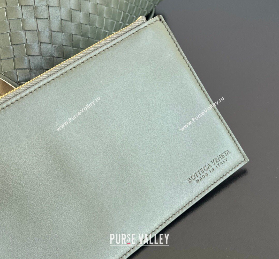 Bottega Veneta Medium Pinacoteca Tote Bag in Intrecciato Leather Pickle Green/Sea Salt 2026 817166 (WT-260401069)