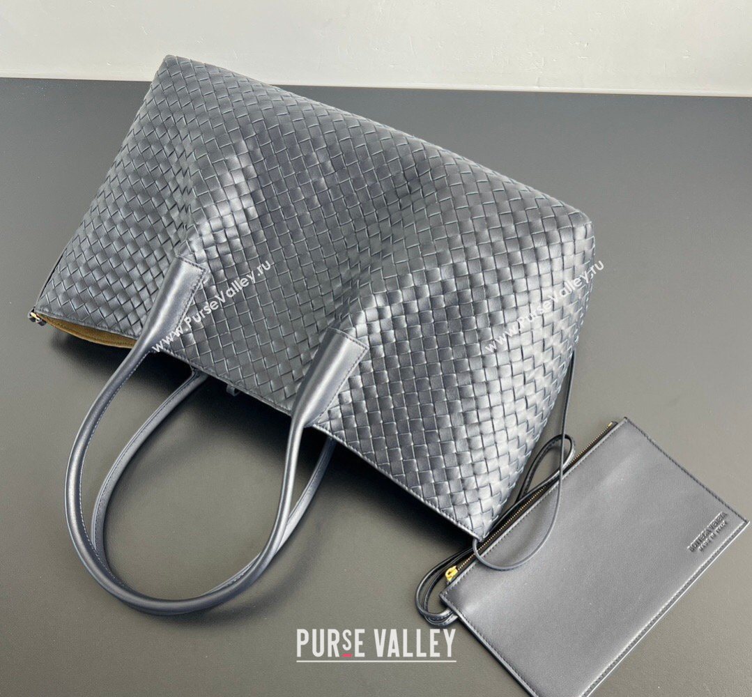 Bottega Veneta Medium Pinacoteca Tote Bag in Intrecciato Leather Midnight Blue 2026 817166 (WT-260401070)