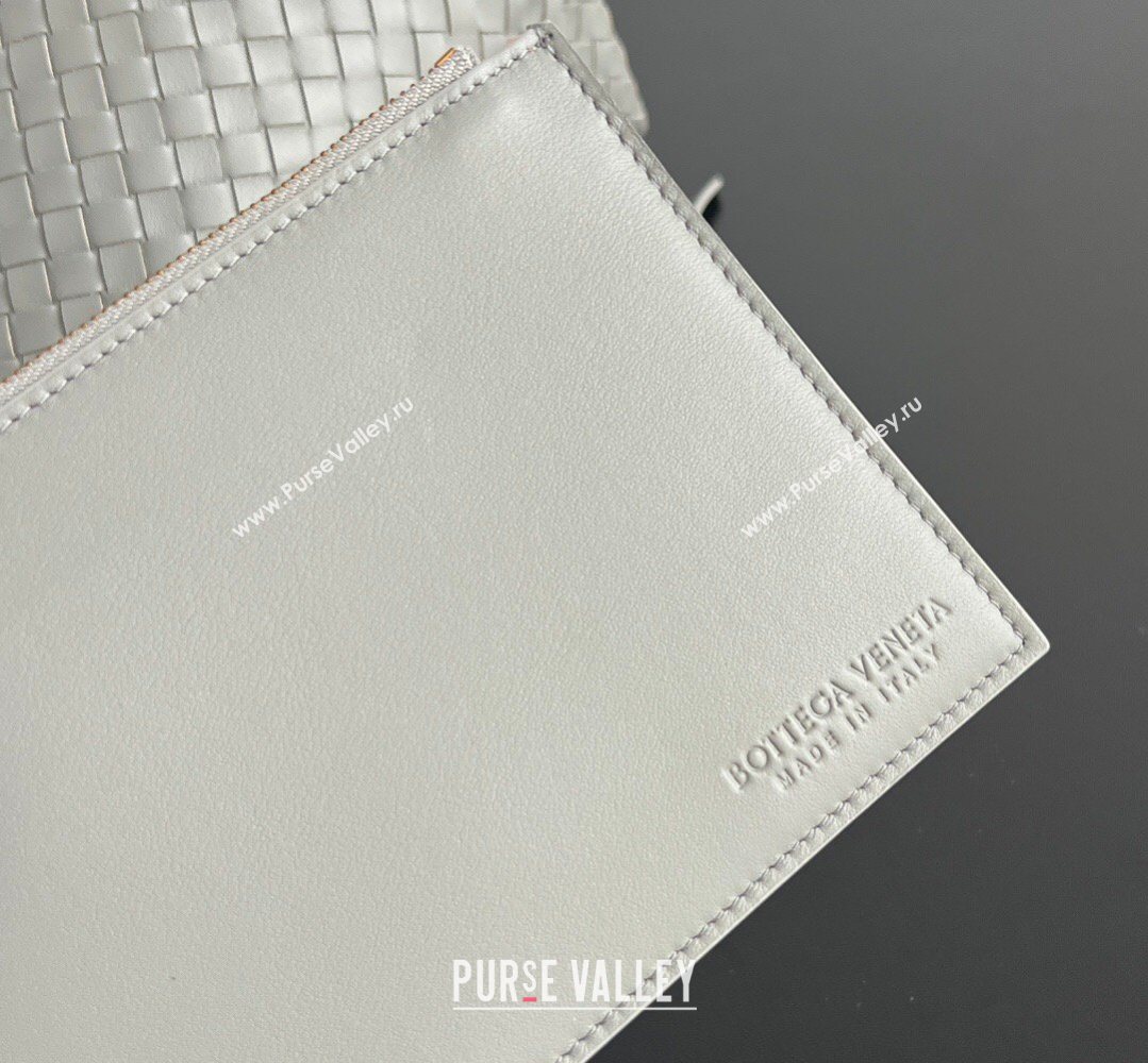 Bottega Veneta Medium Pinacoteca Tote Bag in Intrecciato Leather Silver Grey 2026 817166 (WT-260401071)