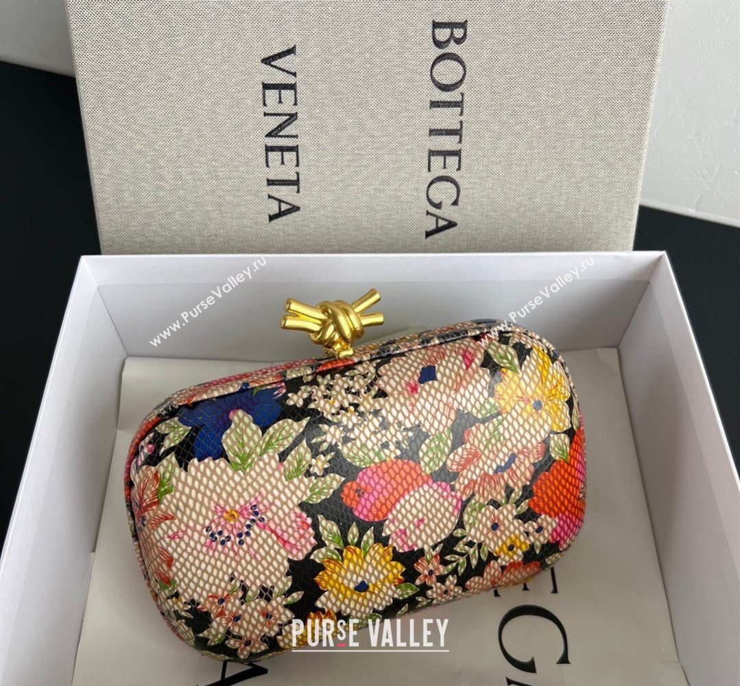 Bottega Veneta Classic Knot Clutch in Flora Calf Leather Pink/Orange/Yellow/Black 2026 BV040166 (WT-260401006)