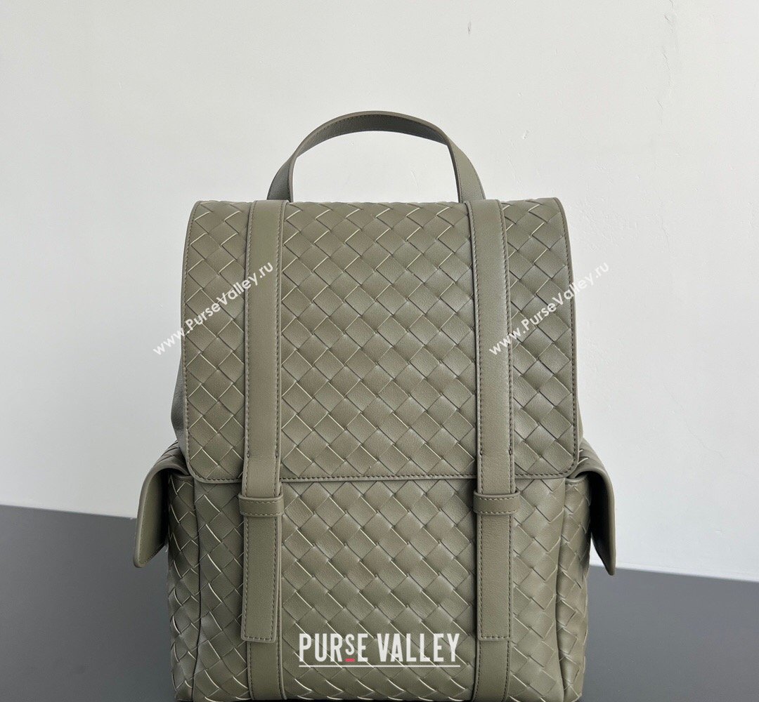 Bottega Veneta Mens Back To School Backpack Bag in Intrecciato Leather Cypress Green 2026 805971 (WT-260401077)