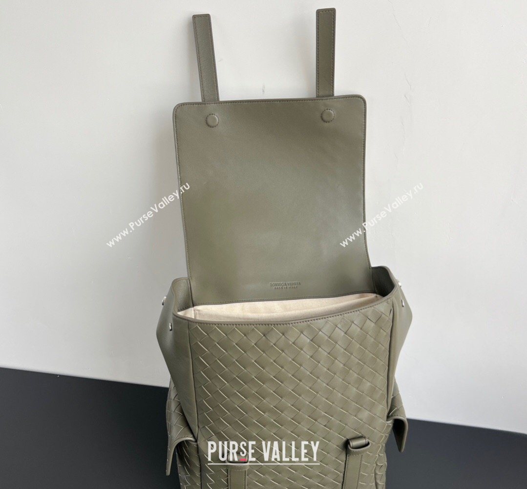 Bottega Veneta Mens Back To School Backpack Bag in Intrecciato Leather Cypress Green 2026 805971 (WT-260401077)
