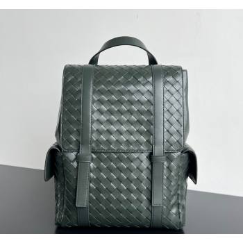 Bottega Veneta Mens Back To School Backpack Bag in Intrecciato Leather Dark Green 2026 805971 (WT-260401078)