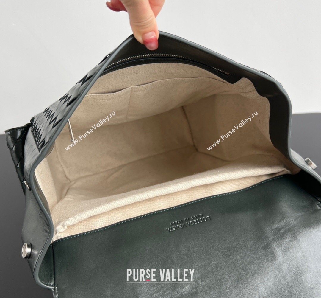 Bottega Veneta Mens Back To School Backpack Bag in Intrecciato Leather Dark Green 2026 805971 (WT-260401078)