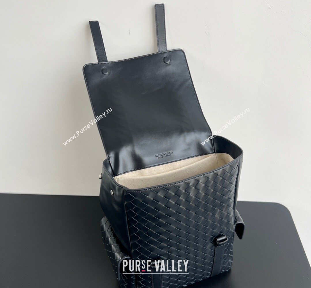 Bottega Veneta Mens Back To School Backpack Bag in Intrecciato Leather Space Blue 2026 805971 (WT-260401079)