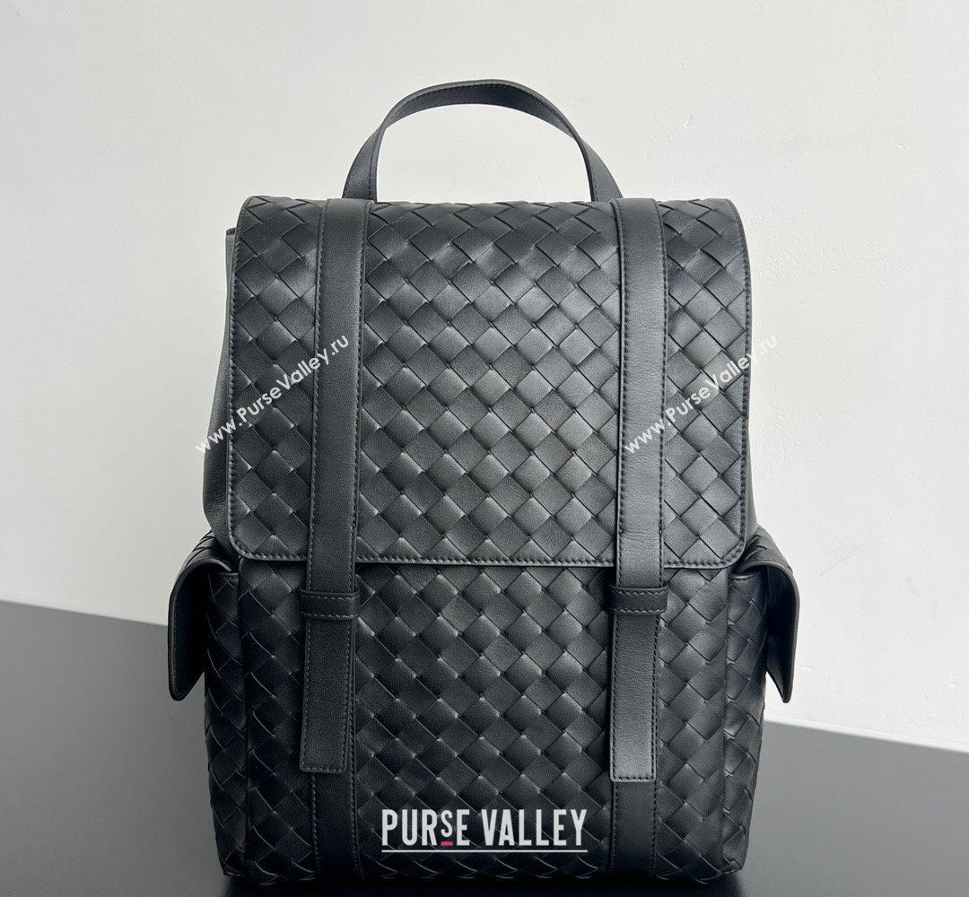 Bottega Veneta Mens Back To School Backpack Bag in Intrecciato Leather Black 2026 805971 (WT-260401081)