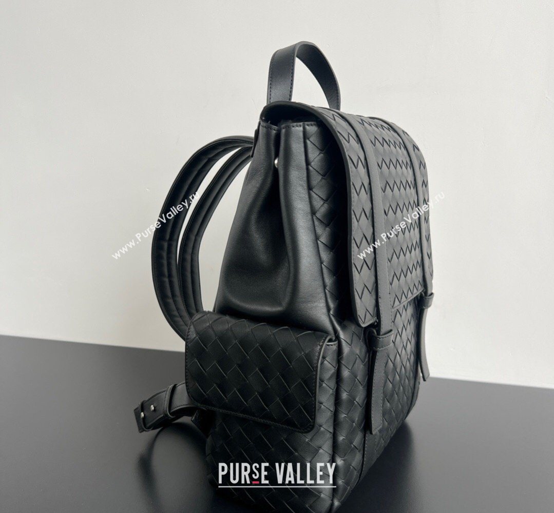 Bottega Veneta Mens Back To School Backpack Bag in Intrecciato Leather Black 2026 805971 (WT-260401081)