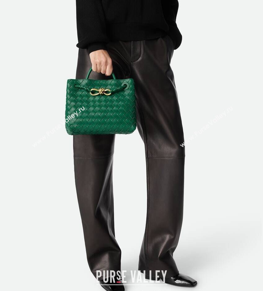 Bottega Veneta Small Andiamo Top Handle Bag in Intrecciato Leather 743568 Jungle Green 2026 (WT-260401082)