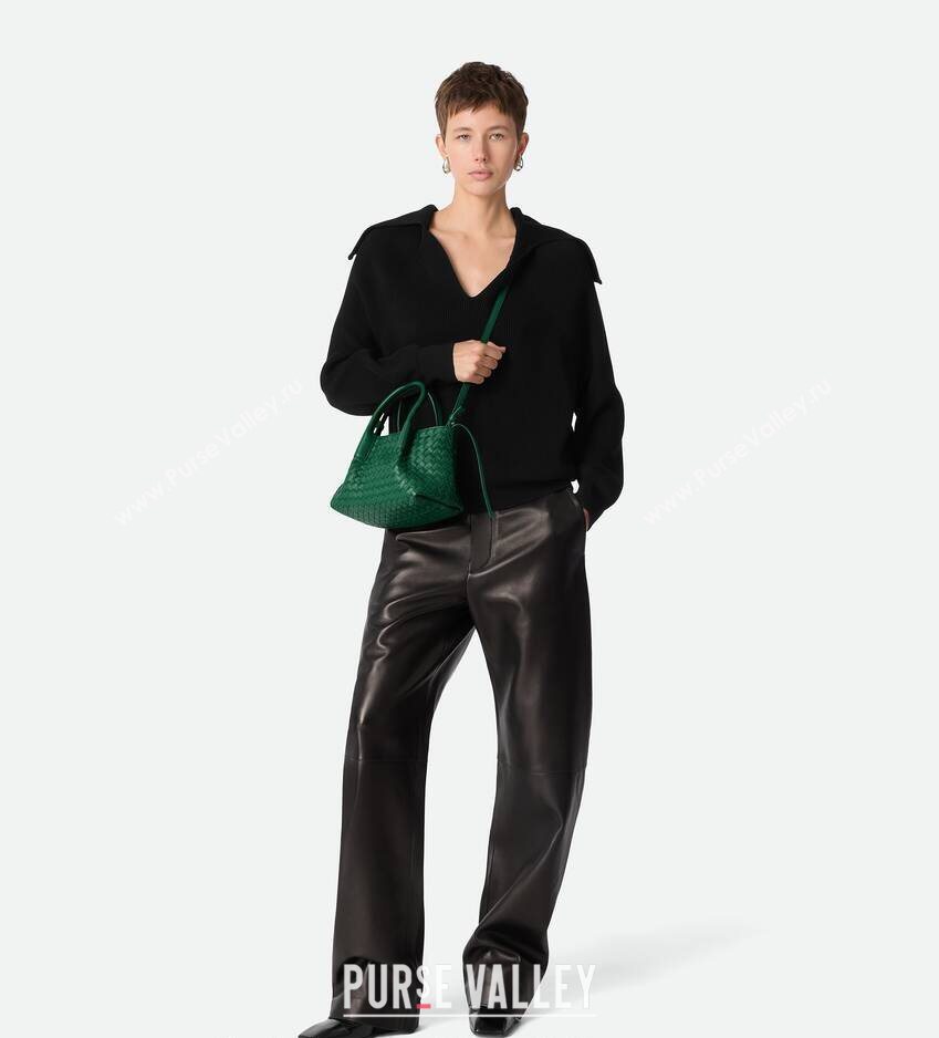 Bottega Veneta Small Pinacoteca Tote Bag in Intrecciato Leather and Suede Jungle Green 2026 819004 (WT-260401084)