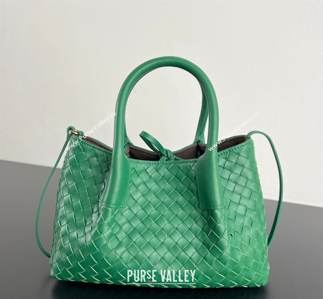 Bottega Veneta Small Pinacoteca Tote Bag in Intrecciato Leather and Suede Jungle Green 2026 819004 (WT-260401084)