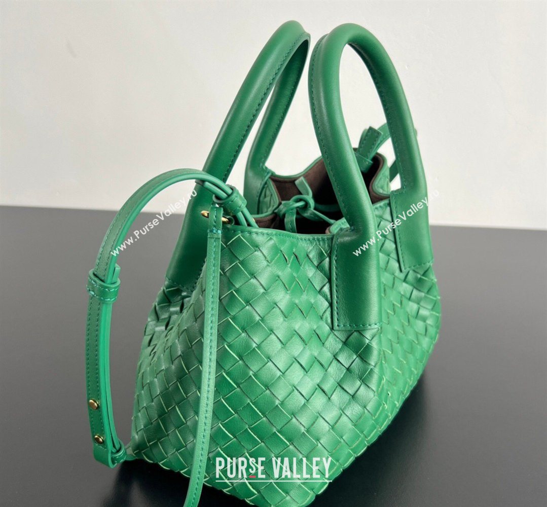 Bottega Veneta Small Pinacoteca Tote Bag in Intrecciato Leather and Suede Jungle Green 2026 819004 (WT-260401084)