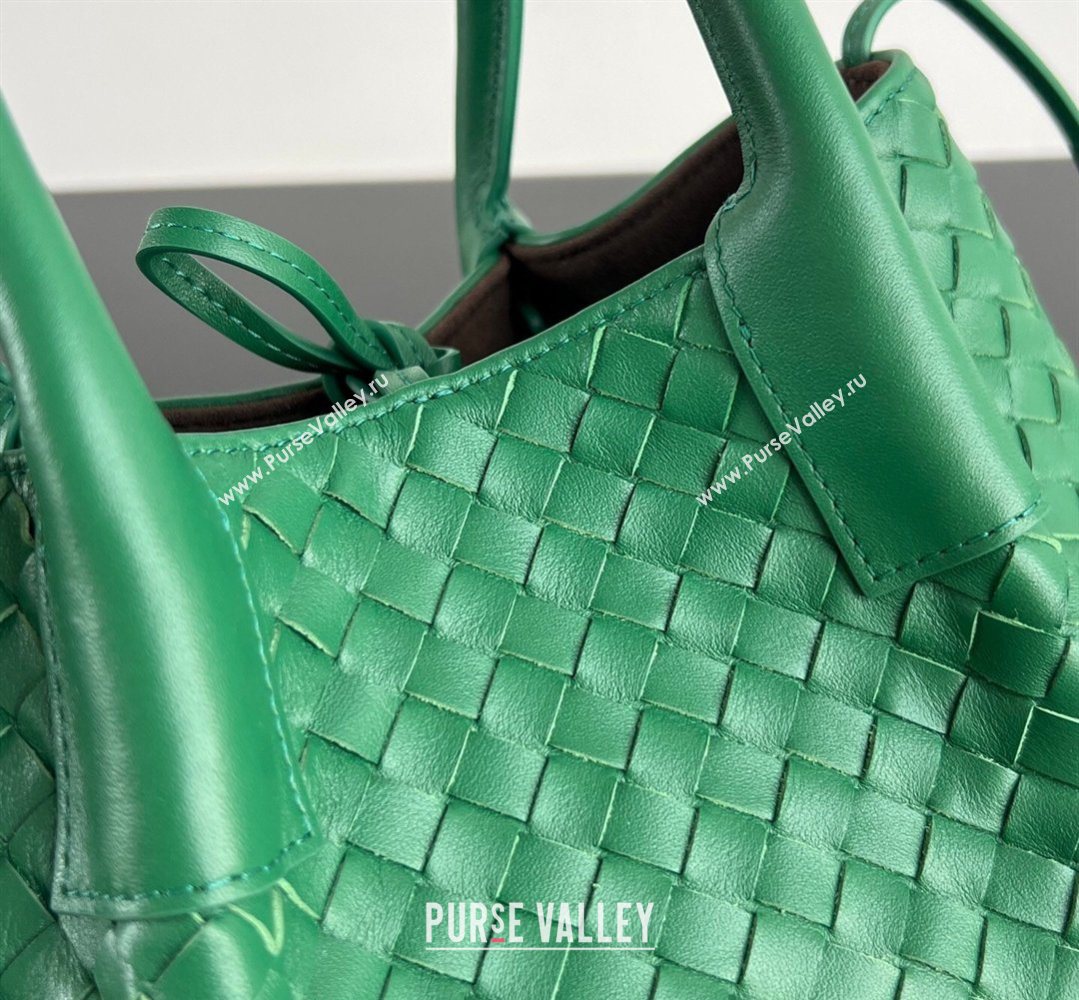 Bottega Veneta Small Pinacoteca Tote Bag in Intrecciato Leather and Suede Jungle Green 2026 819004 (WT-260401084)