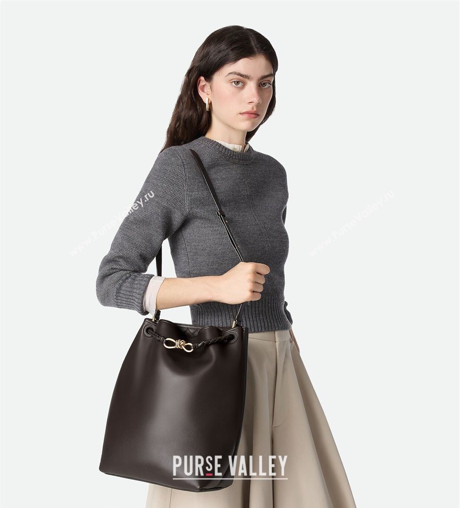 Bottega Veneta Andiamo Bucket Bag in Silky Leather Fondant Brown 2026 844169 (WT-260401064)