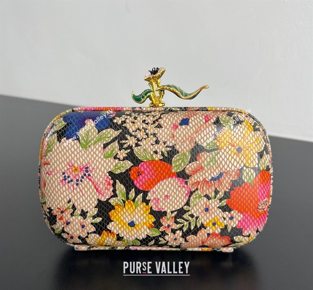 Bottega Veneta Knot Clutch with Flower Clasp in Leather Pink/Orange/Yellow 2026 BV040166 (WT-260401011)