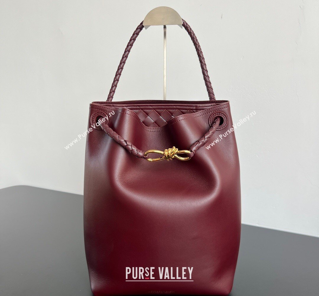 Bottega Veneta Andiamo Bucket Bag in Silky Leather Barolo Red 2026 844169 (WT-260401066)