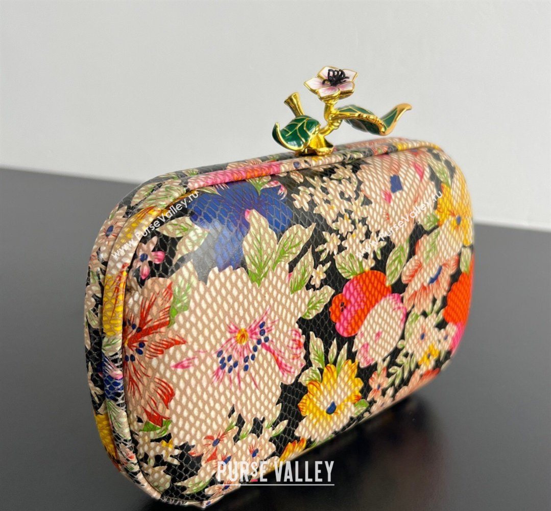 Bottega Veneta Knot Clutch with Flower Clasp in Leather Pink/Orange/Yellow 2026 BV040166 (WT-260401011)