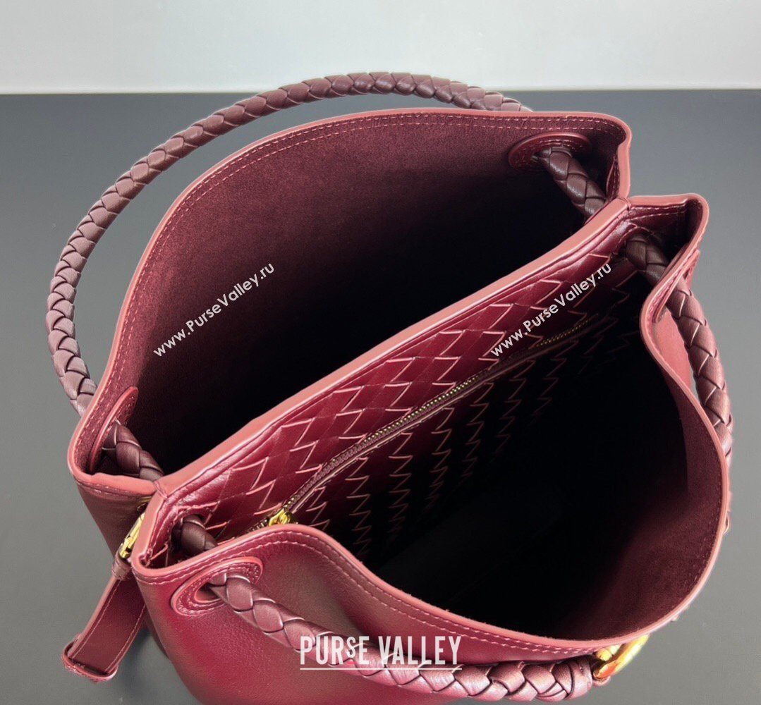 Bottega Veneta Andiamo Bucket Bag in Silky Leather Barolo Red 2026 844169 (WT-260401066)