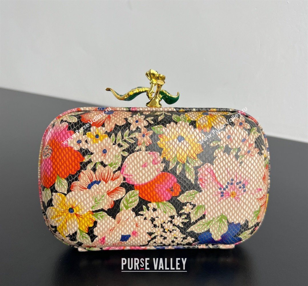 Bottega Veneta Knot Clutch with Flower Clasp in Leather Pink/Orange/Yellow 2026 BV040166 (WT-260401011)