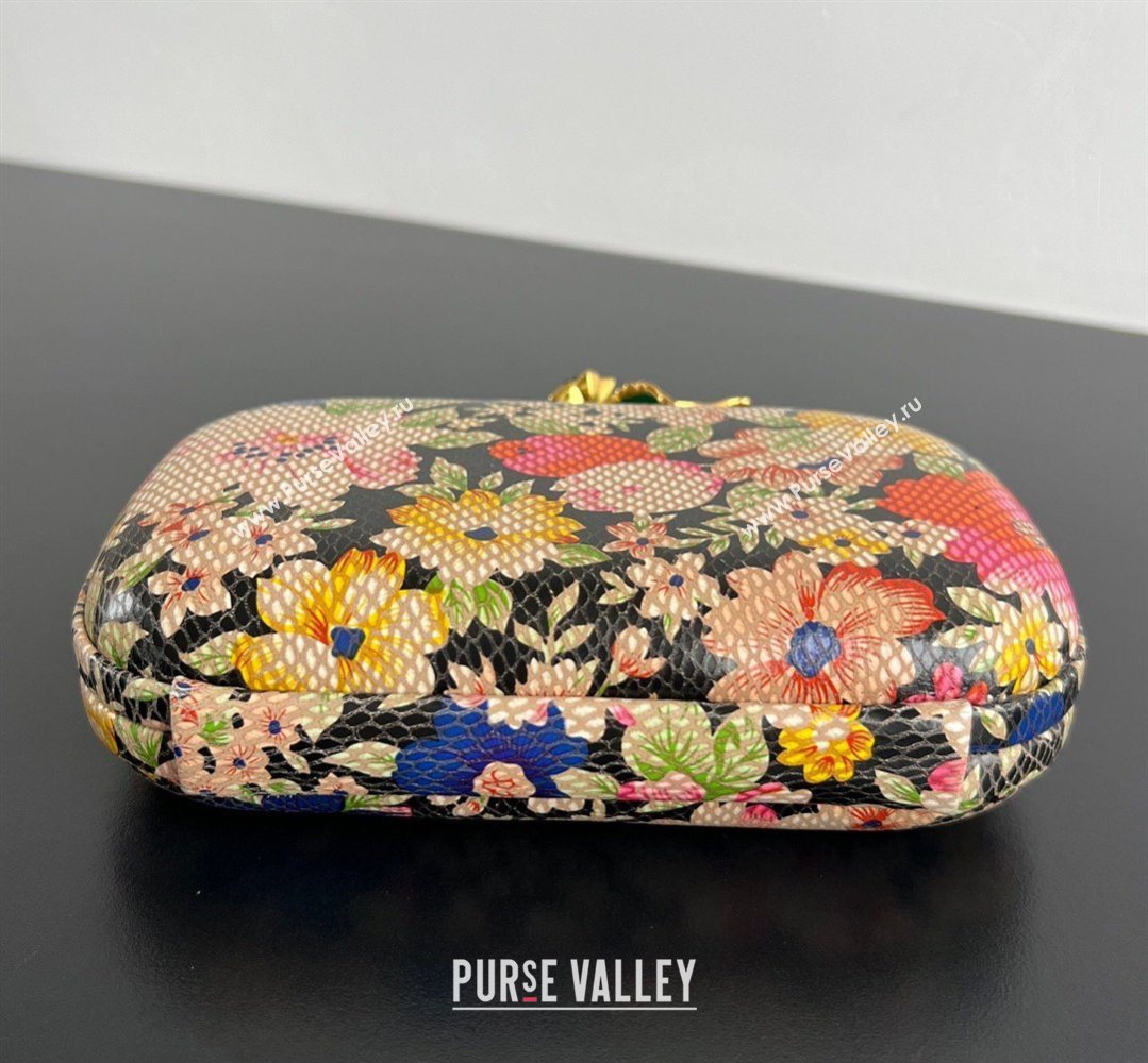 Bottega Veneta Knot Clutch with Flower Clasp in Leather Pink/Orange/Yellow 2026 BV040166 (WT-260401011)