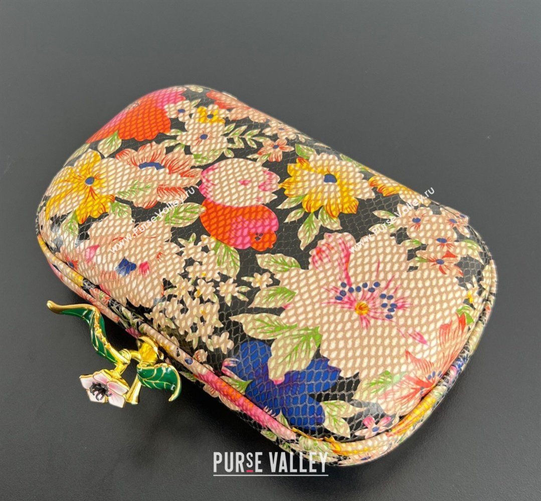 Bottega Veneta Knot Clutch with Flower Clasp in Leather Pink/Orange/Yellow 2026 BV040166 (WT-260401011)