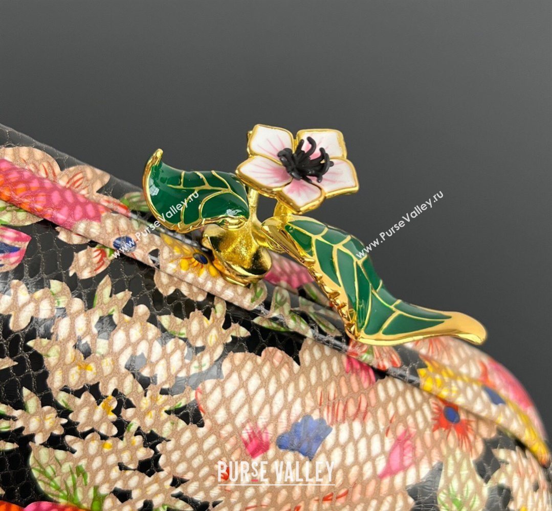 Bottega Veneta Knot Clutch with Flower Clasp in Leather Pink/Orange/Yellow 2026 BV040166 (WT-260401011)