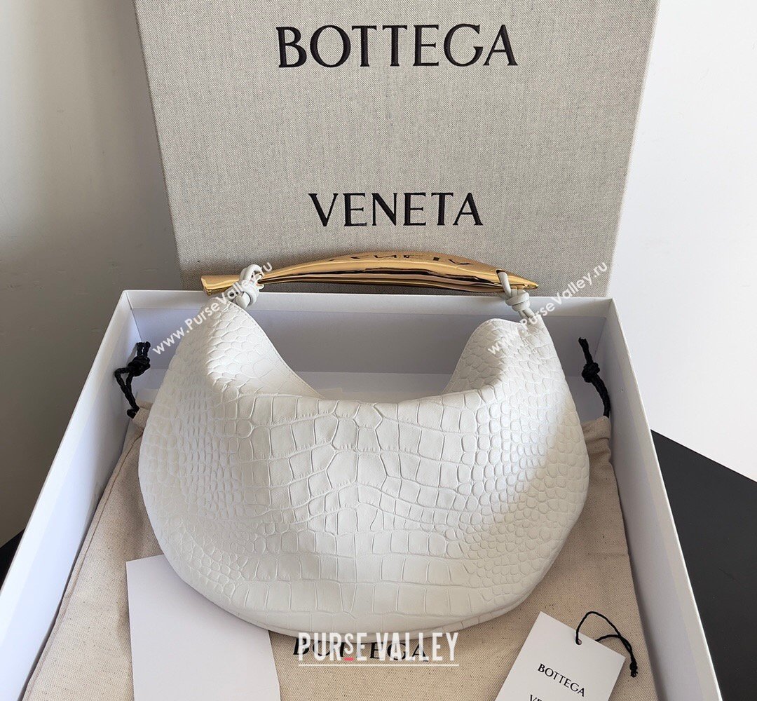 Bottega Veneta Sardine bag in Crocodile Embossed Leather White 2026 754657 (YX-260402021)