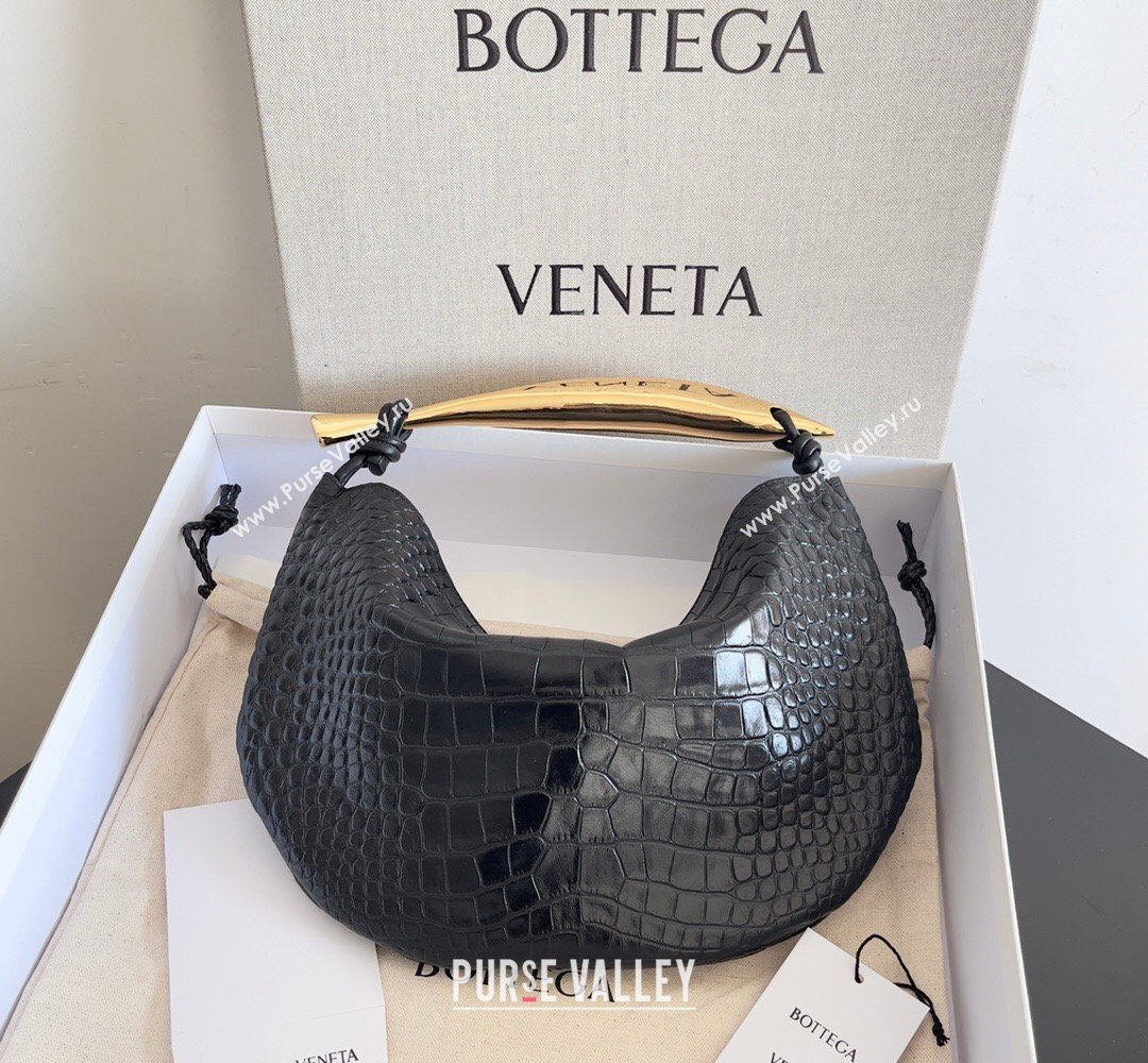 Bottega Veneta Sardine bag in Crocodile Embossed Leather Black 2026 754657 (YX-260402022)