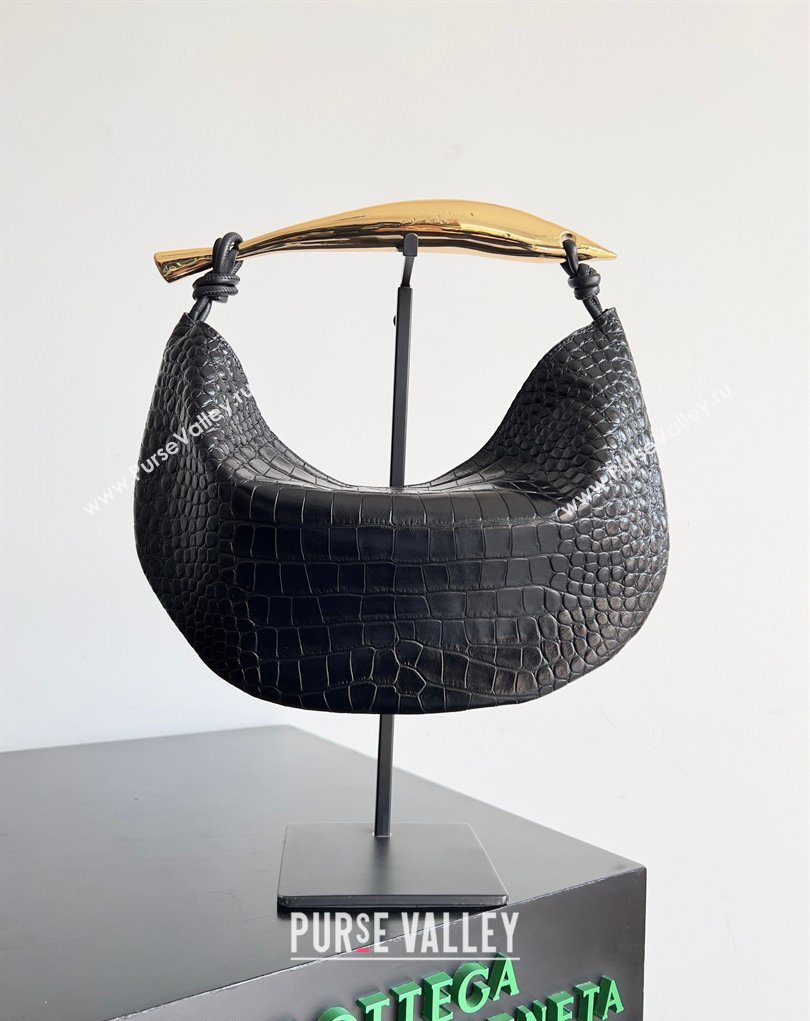 Bottega Veneta Sardine bag in Crocodile Embossed Leather Black 2026 754657 (YX-260402022)