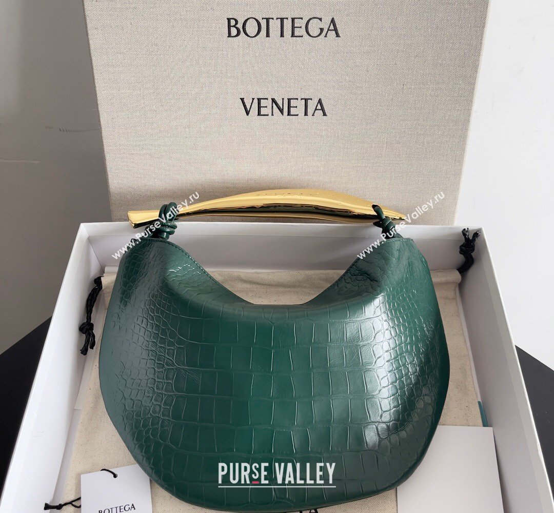 Bottega Veneta Sardine bag in Crocodile Embossed Leather Emerald Green 2026 754657 (YX-260402023)