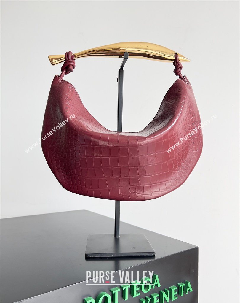 Bottega Veneta Sardine bag in Crocodile Embossed Leather Burgundy 2026 754657 (YX-260402024)