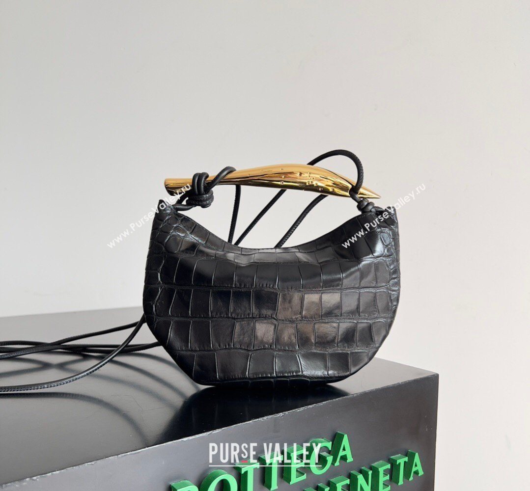 Bottega Veneta Mini Sardine Bag in Crocodile Embossed Leather Black 2026 744267 (YX-260402003)
