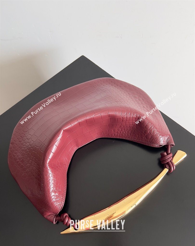 Bottega Veneta Sardine bag in Crocodile Embossed Leather Burgundy 2026 754657 (YX-260402024)