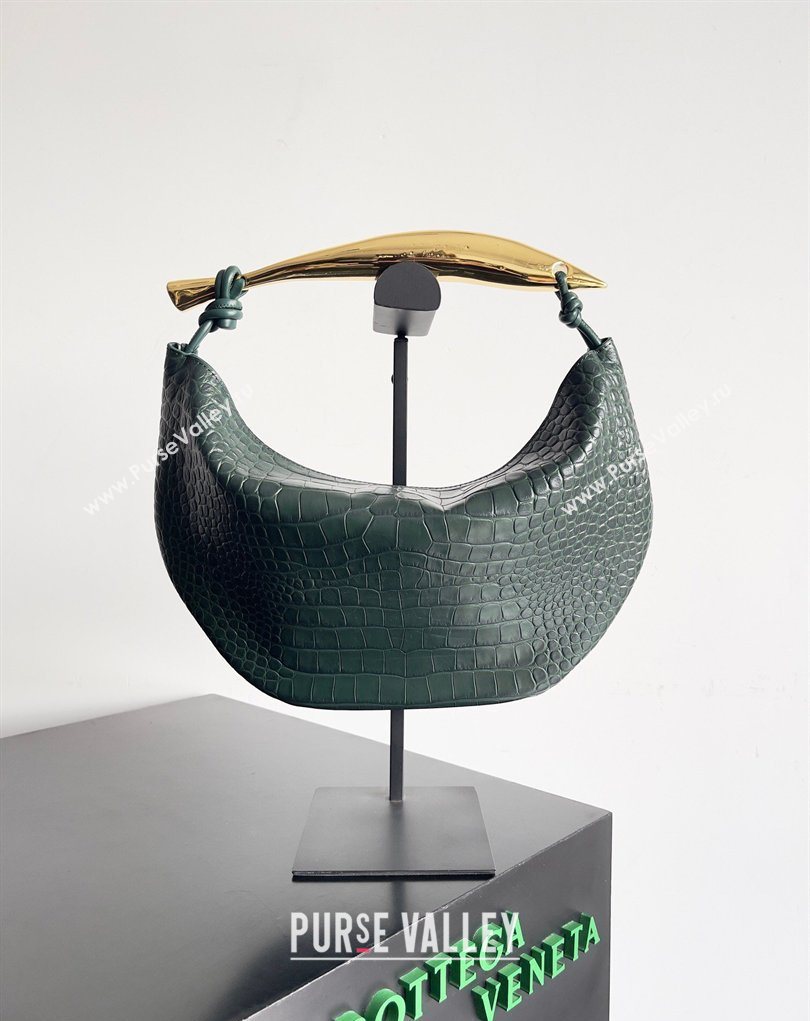 Bottega Veneta Sardine bag in Crocodile Embossed Leather Dark Green 2026 754657 (YX-260402025)