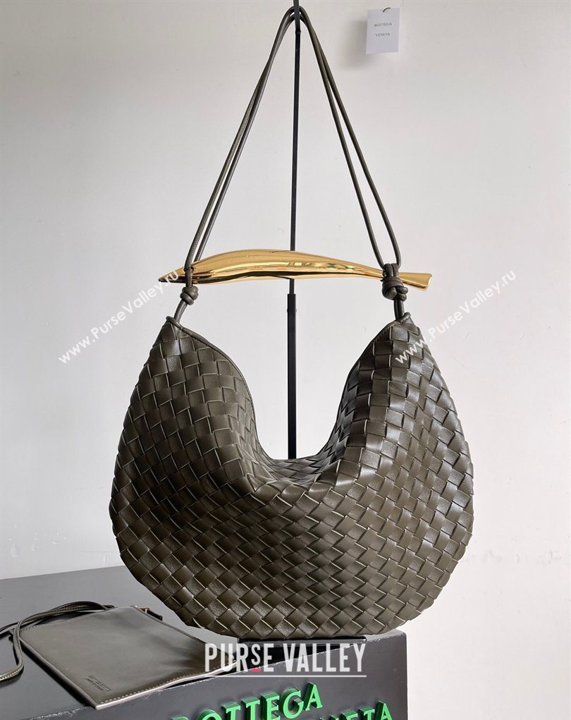 Bottega Veneta Large Sardine Bag with Strap in Intrecciato Leather Dark Khaki 2026 754988 (YX-260402026)