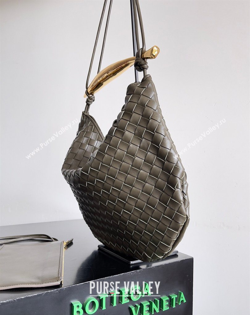 Bottega Veneta Large Sardine Bag with Strap in Intrecciato Leather Dark Khaki 2026 754988 (YX-260402026)