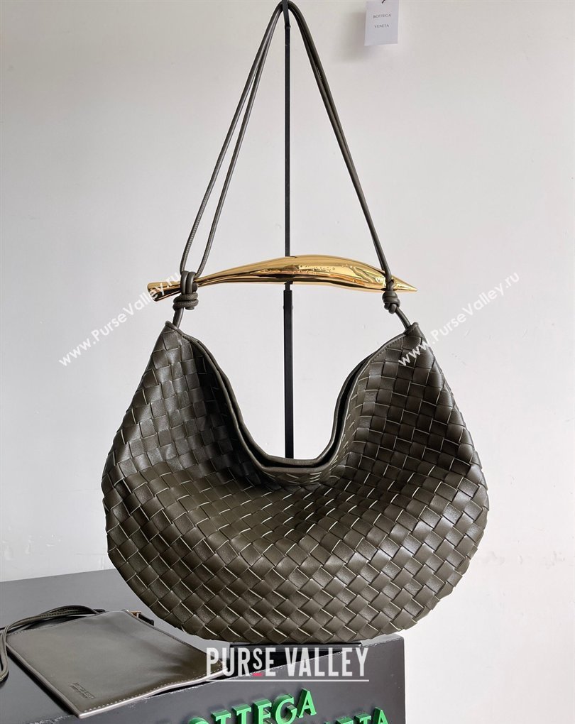 Bottega Veneta Large Sardine Bag with Strap in Intrecciato Leather Dark Khaki 2026 754988 (YX-260402026)