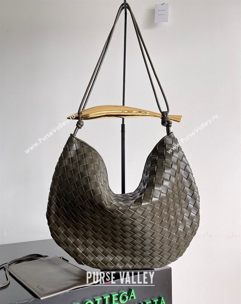 Bottega Veneta Large Sardine Bag with Strap in Intrecciato Leather Dark Khaki 2026 754988 (YX-260402026)