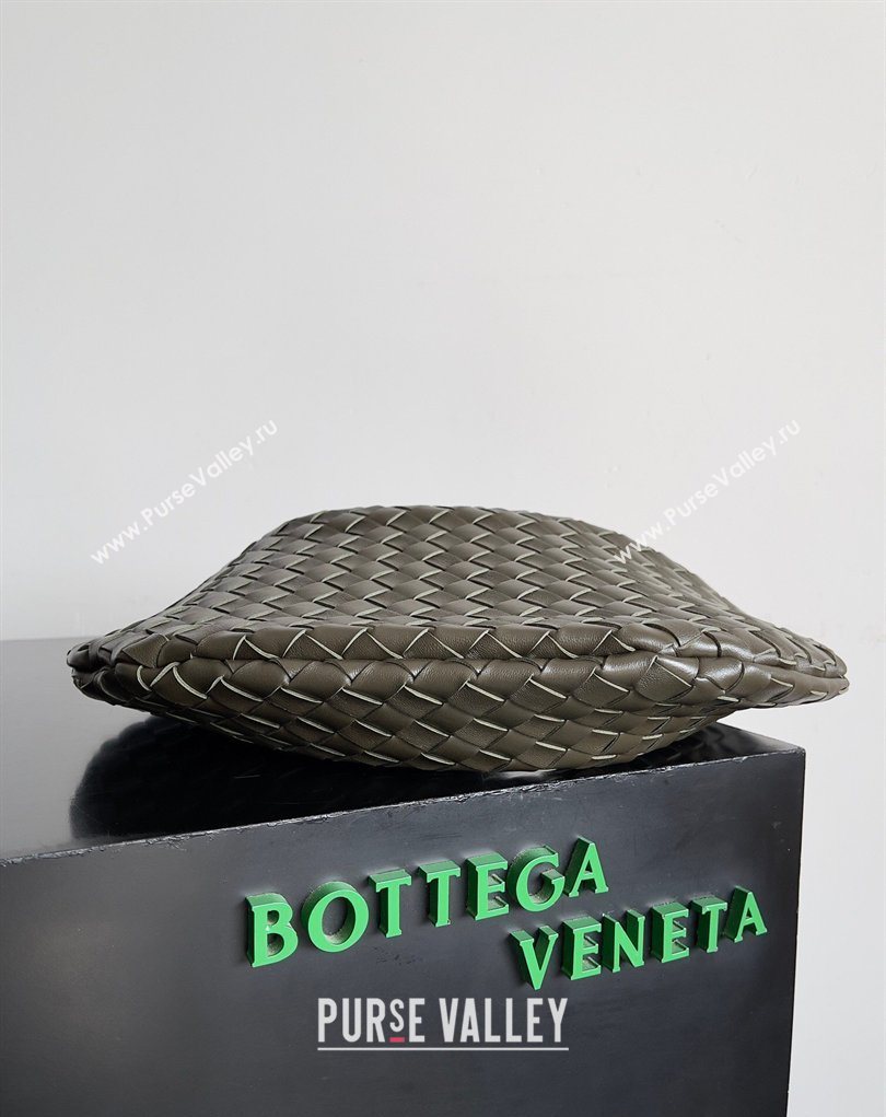 Bottega Veneta Large Sardine Bag with Strap in Intrecciato Leather Dark Khaki 2026 754988 (YX-260402026)