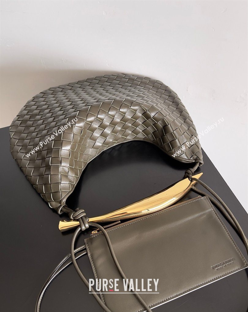 Bottega Veneta Large Sardine Bag with Strap in Intrecciato Leather Dark Khaki 2026 754988 (YX-260402026)