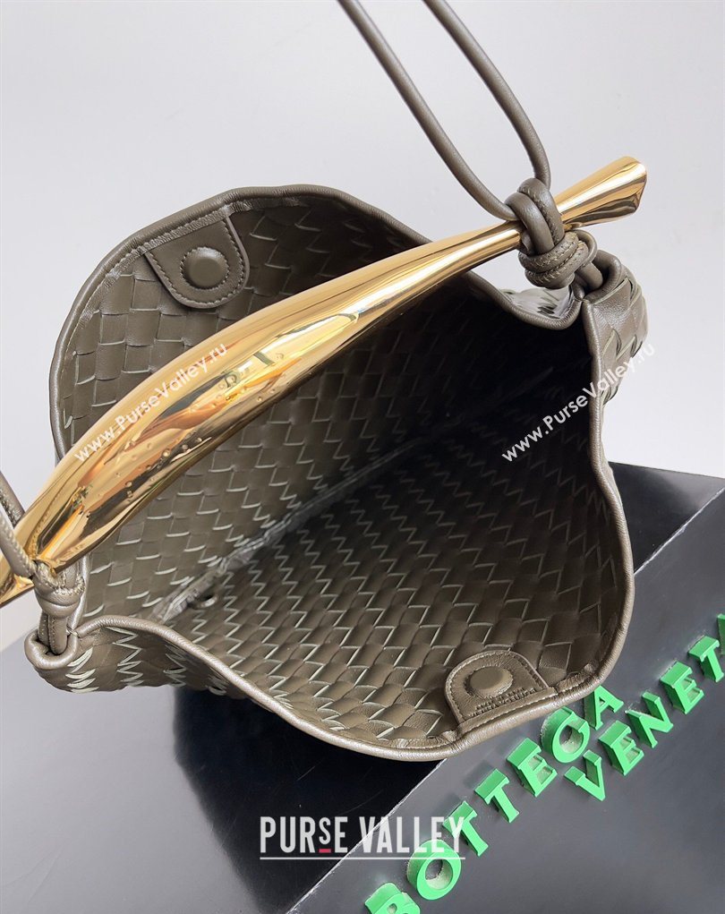 Bottega Veneta Large Sardine Bag with Strap in Intrecciato Leather Dark Khaki 2026 754988 (YX-260402026)