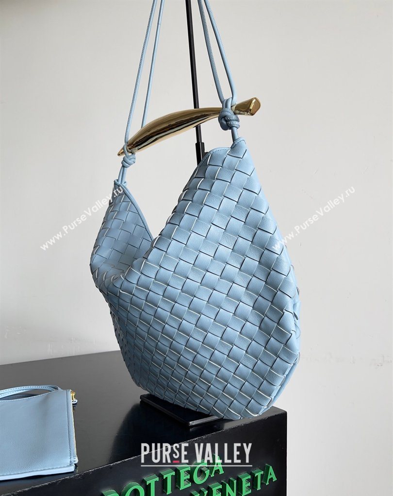 Bottega Veneta Large Sardine Bag with Strap in Intrecciato Leather Light Blue 2026 754988 (YX-260402027)